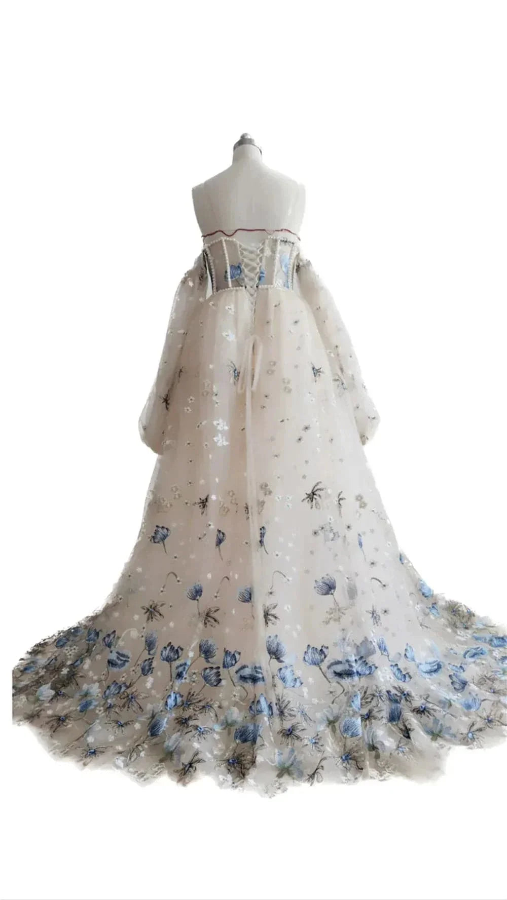 VougeVamp Princess Flower Lace A-Line Wedding Dress - Puffy Sleeve Side Split Sweetheart Bridal Gown - VougeVampUK