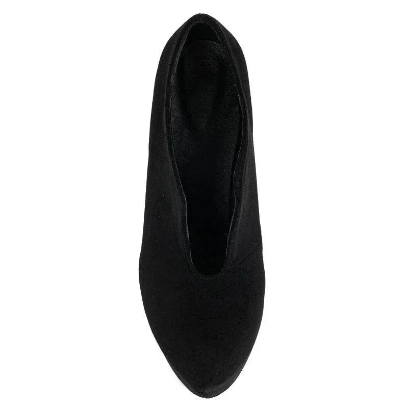 VougeVamp Black Platform Pumps - Round Toe High Heel Party Shoes for Women, Sizes 35-45