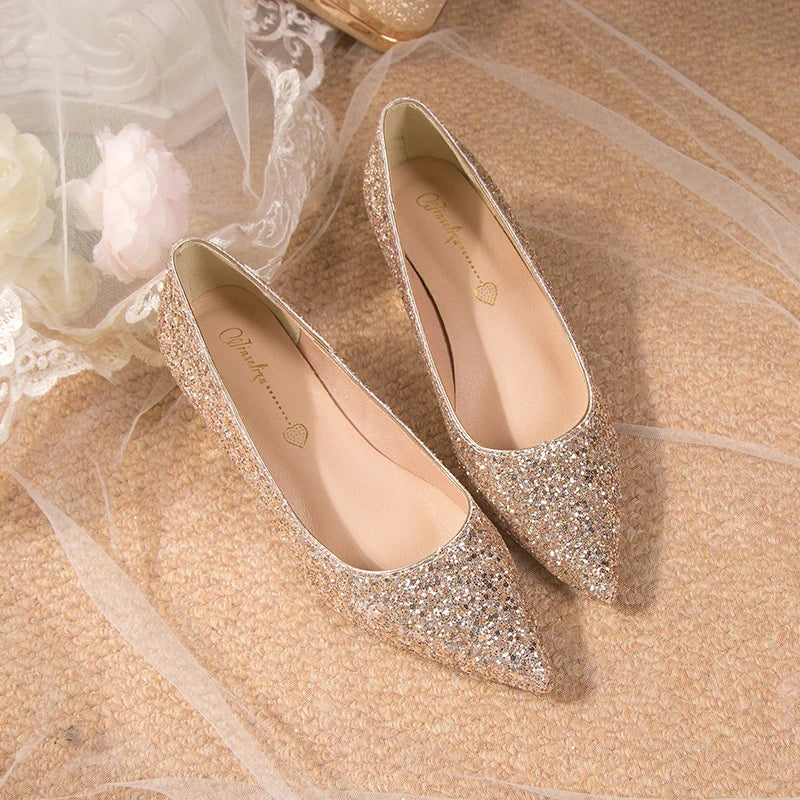 Crystal Gold Wedding High Heels for Women – Elegant Bridal Bridesmaid Shoes - VougeVampUK