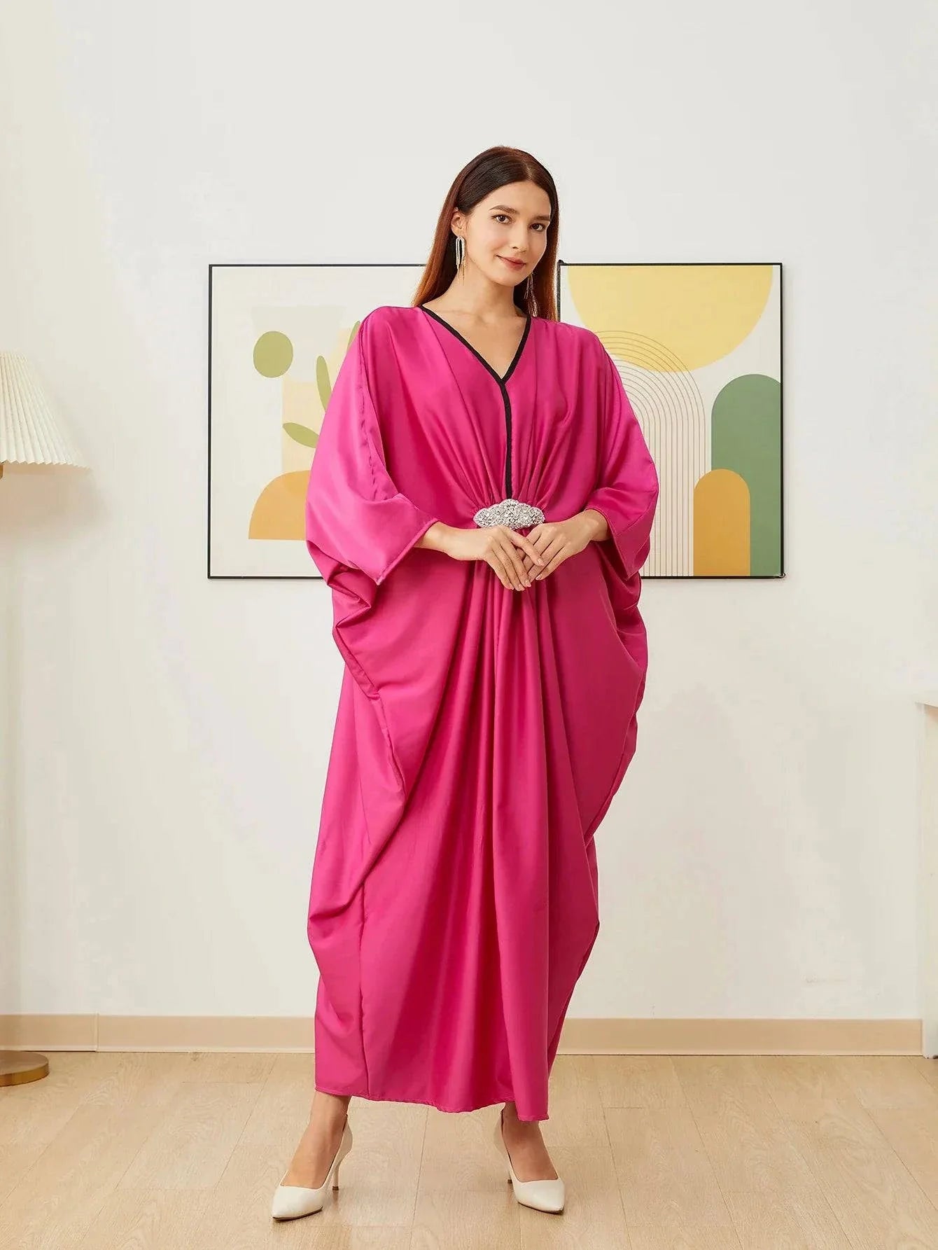 VougeVamp Dubai Arab Islam Abaya - Elegant Muslim Women’s Party Dress Long Sula Robe - VougeVampUK