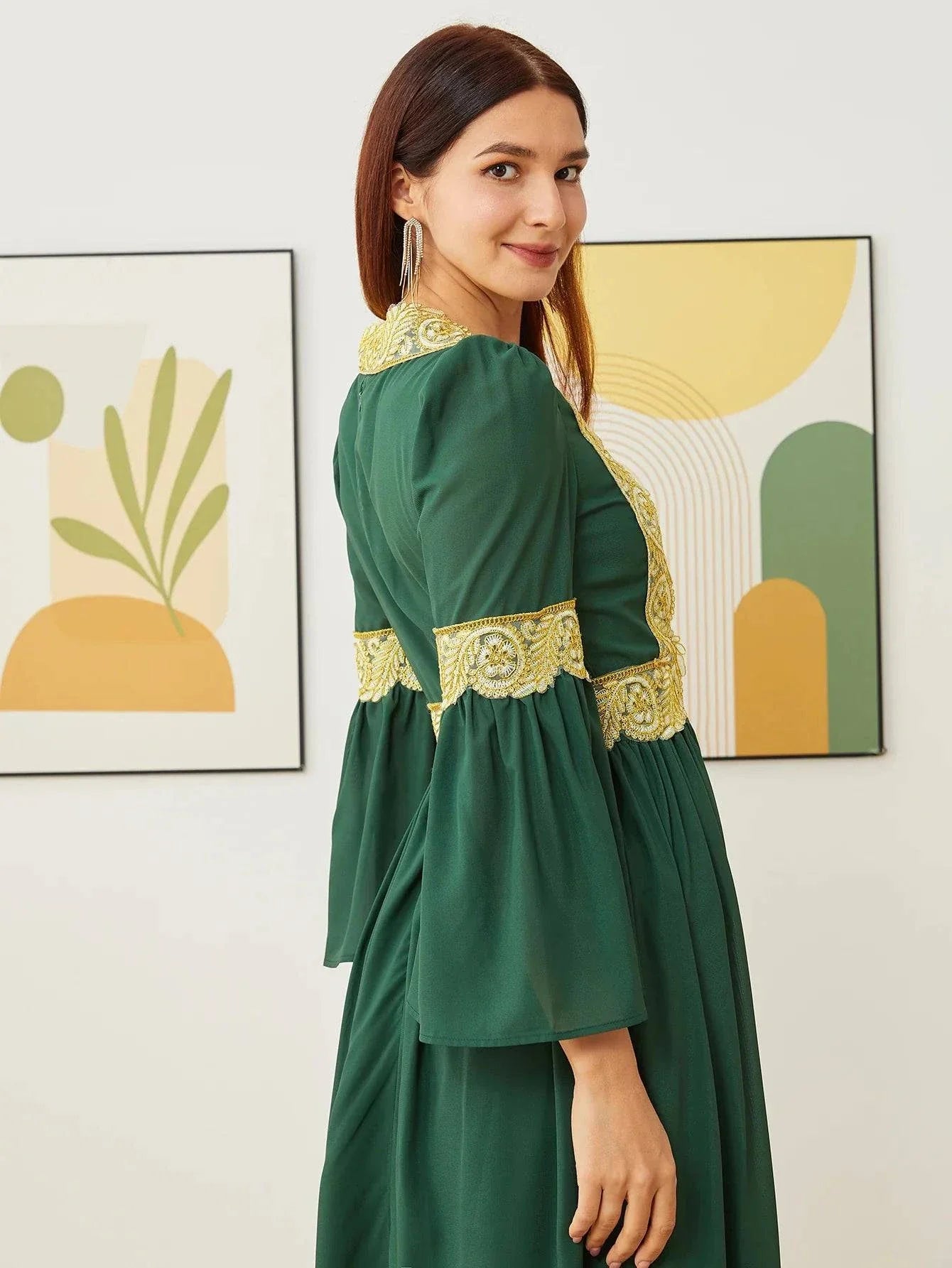 VougeVamp Dubai Arab Islam Abaya - Elegant Women’s Muslim Chiffon Dress with Embroidery - VougeVampUK