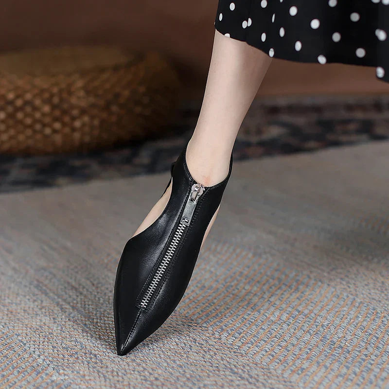 VougeVamp Trendy Leather High Heel Boots – Stylish Zipper Ankle Boots for Spring & Summer Fashion - VougeVampUK