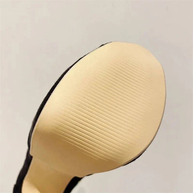 VougeVamp Rhinestone Mesh Ankle Boots - Peep Toe Platform High Heel Booties for Women