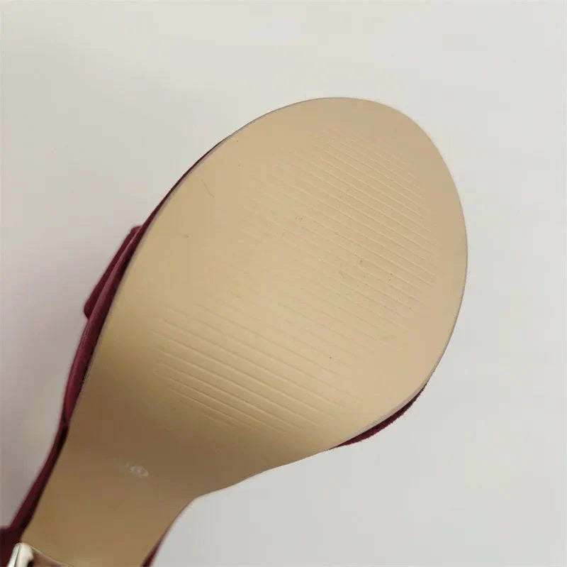 VougeVamp Metal Ankle Zip Platform Sandals - 16CM High Heel Party Shoes for Women