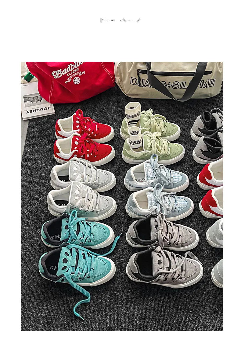 VougeVamp Women's Korean Fashion Canvas Sneakers – Trendy Platform Board Shoes for Casual Wear - VougeVampUK