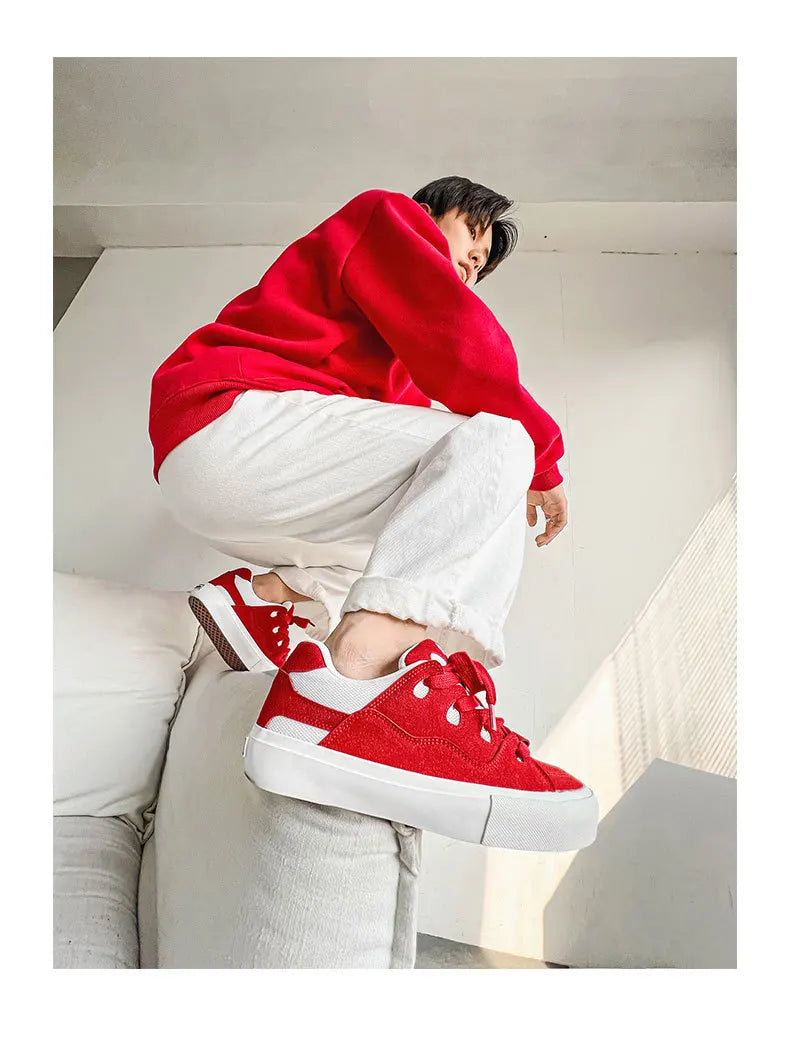 VougeVamp Women's Korean Fashion Canvas Sneakers – Trendy Platform Board Shoes for Casual Wear - VougeVampUK