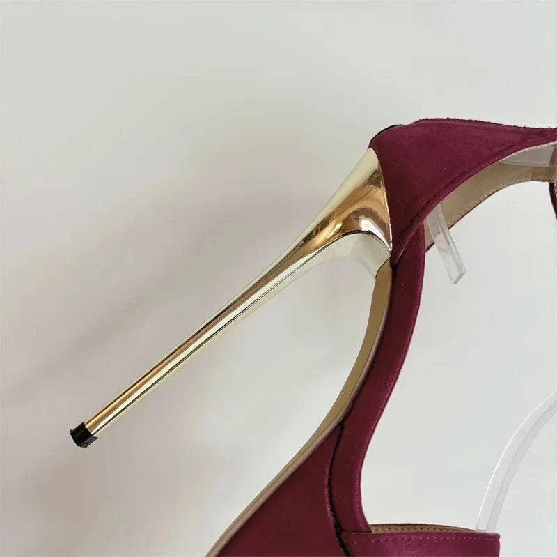 VougeVamp Metal Ankle Zip Platform Sandals - 16CM High Heel Party Shoes for Women