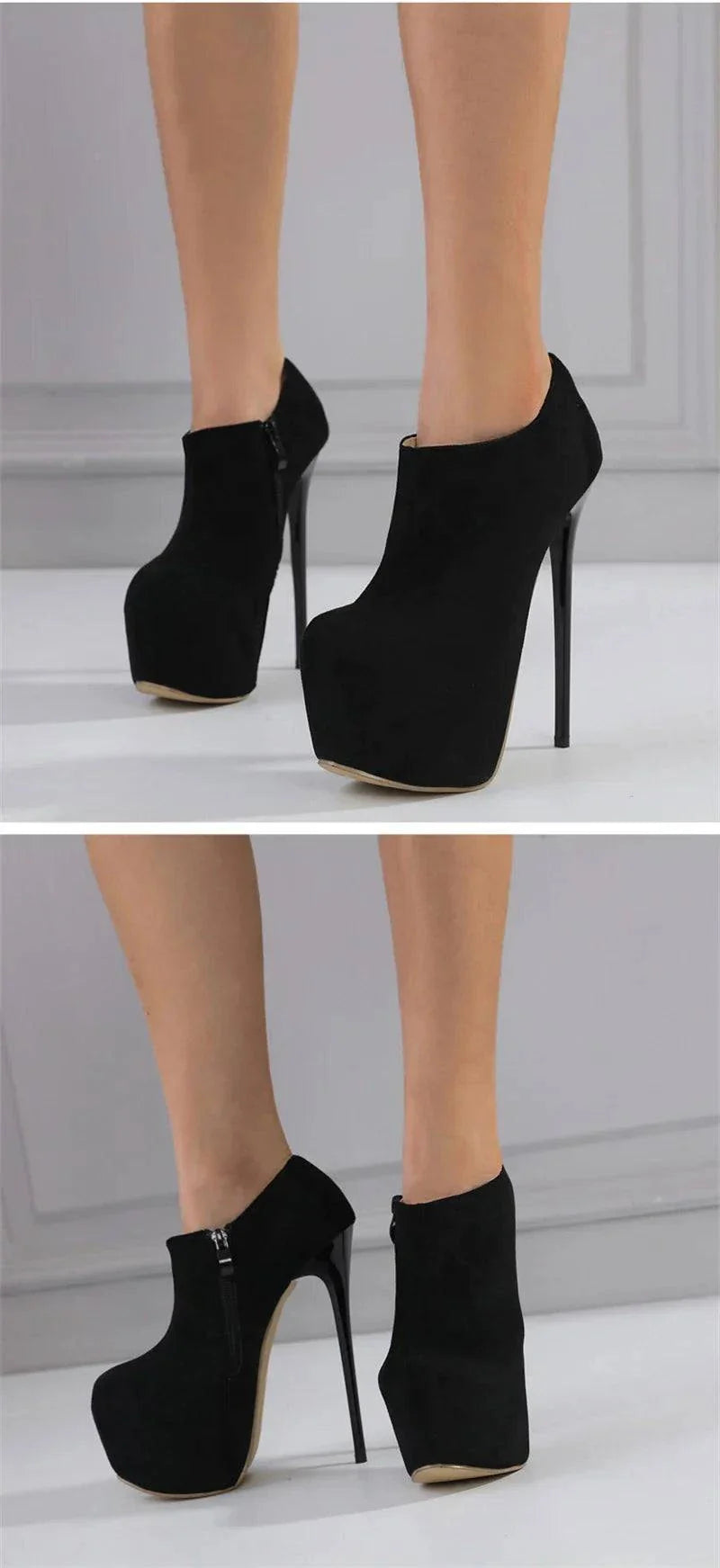 VougeVamp Solid Round Toe Platform Pumps - 16.5CM High Heel Party Shoes for Women