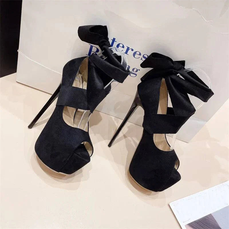 VougeVamp Black Platform Slingback Pumps - Peep Toe High Heel Party Shoes for Women
