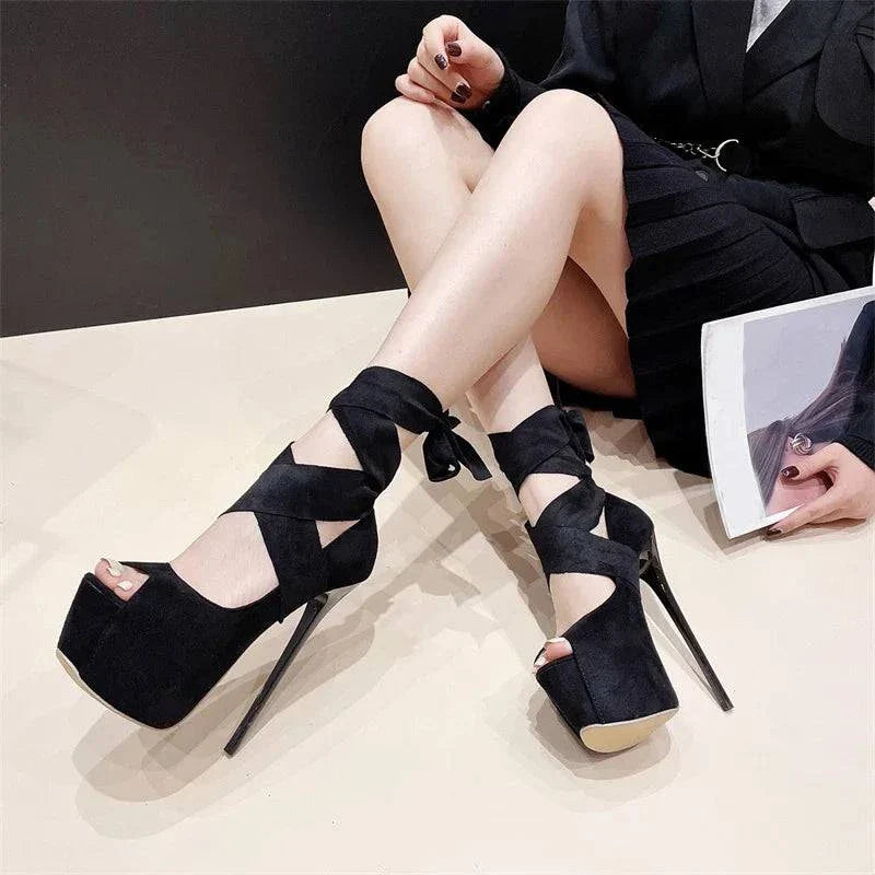 VougeVamp Black Platform Slingback Pumps - Peep Toe High Heel Party Shoes for Women