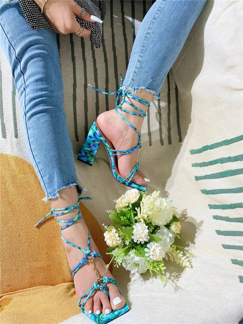 VougeVamp Narrow Band Gladiator Sandals - Open Toe High Heel Party Shoes for Women