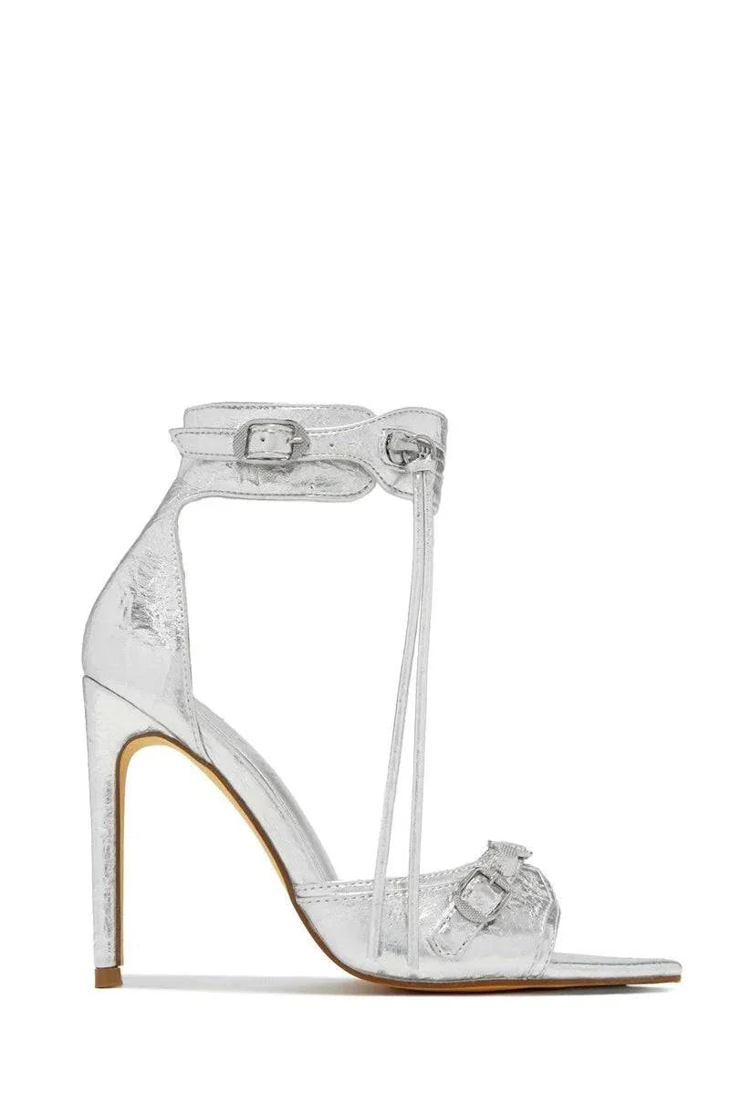 VougeVamp Zip Tassel Metal Rivet Sandals - Pointed Open Toe High Heel Party Shoes for Women