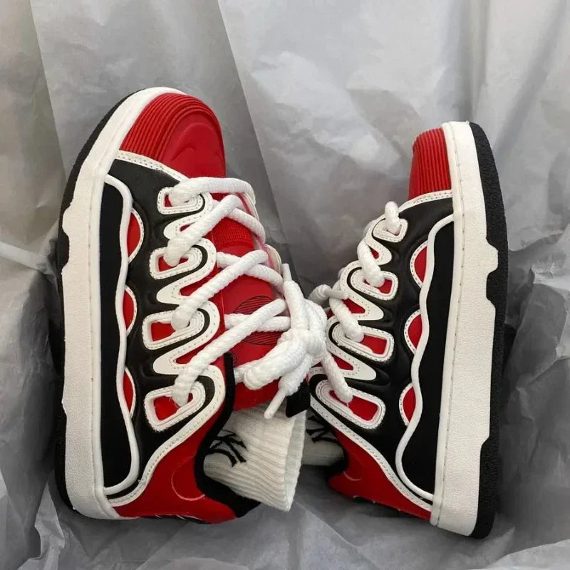 VougeVamp Chunky Retro Sneakers – Plus Size 41 42 Women's Casual Fashion Shoes with Thick Sole - VougeVampUK