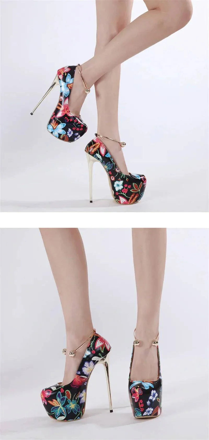 VougeVamp Women’s 16CM Extreme High Heels – Sexy Slingback Platform Pumps with Metal Ankle Strap for Parties and Pole Dancing