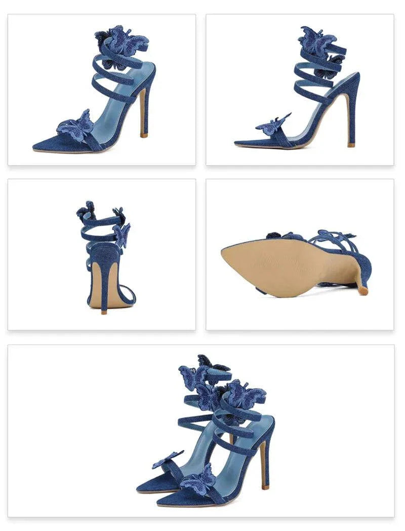 VougeVamp Women’s Butterfly Ankle Strap Gladiator Sandals – Sexy Pointed Toe High Heels for Summer Parties and Events