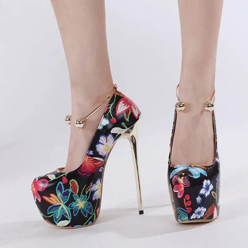 VougeVamp Women’s 16CM Extreme High Heels – Sexy Slingback Platform Pumps with Metal Ankle Strap for Parties and Pole Dancing