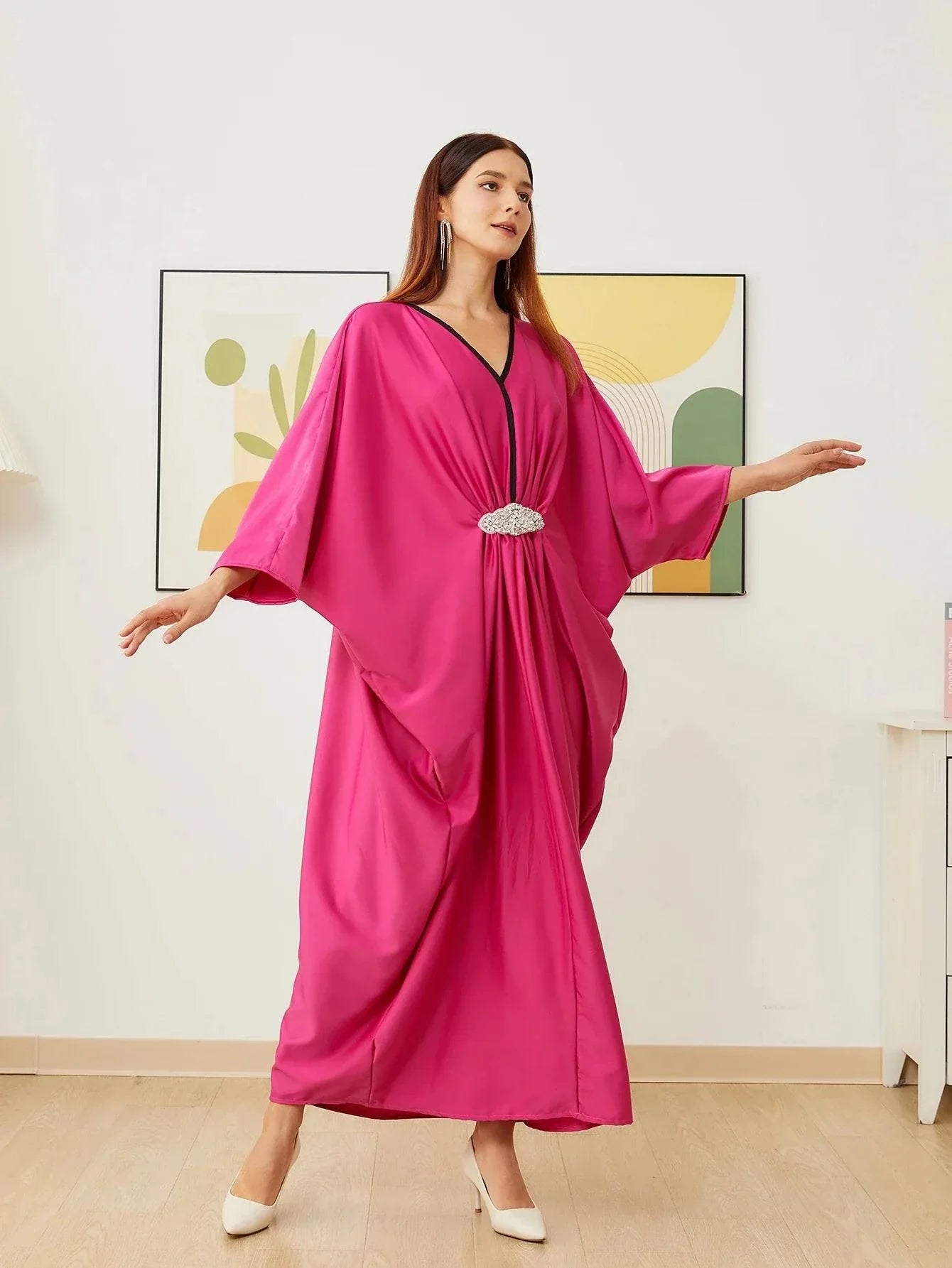 VougeVamp Dubai Arab Islam Abaya - Elegant Muslim Women’s Party Dress Long Sula Robe - VougeVampUK