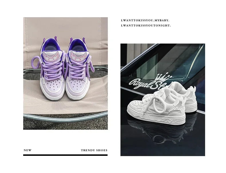 VougeVamp Unisex Skateboard Street Sneakers – Hip-Hop Style Vulcanized Casual Shoes for Walking & Sports - VougeVampUK