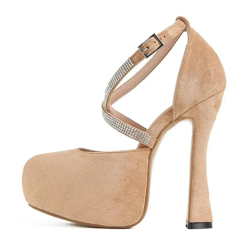 VougeVamp Women’s Rhinestone Ankle Strap Platform Wedges – Sexy Gladiator Sandals for Summer Parties and Events