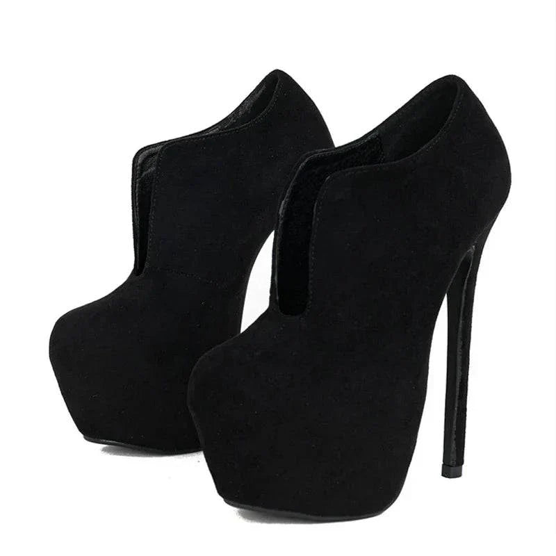 VougeVamp Black Platform Pumps - Round Toe High Heel Party Shoes for Women, Sizes 35-45