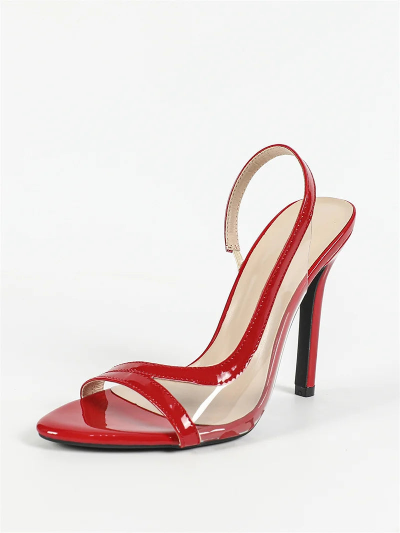 VougeVamp Summer Transparent PVC High Heel Sandals – Open-Toe Back Strap Wedding & Prom Shoes - VougeVampUK