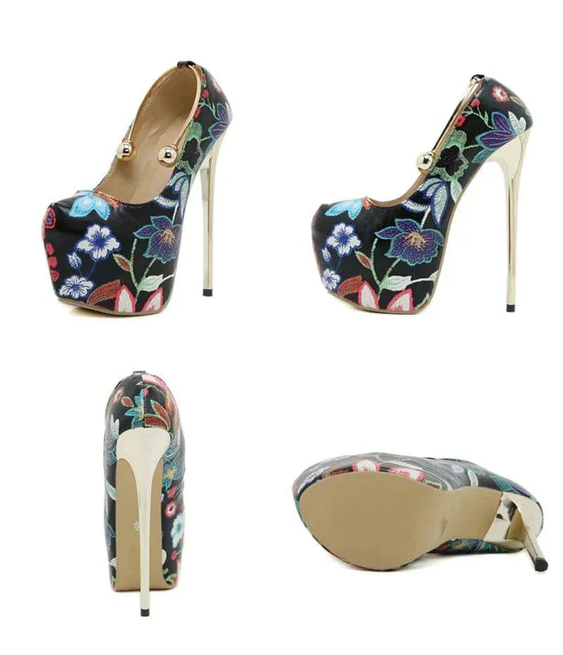 VougeVamp Women’s 16CM Extreme High Heels – Sexy Slingback Platform Pumps with Metal Ankle Strap for Parties and Pole Dancing