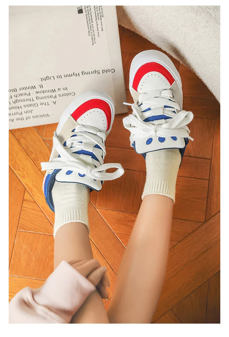 VougeVamp Women's Chunky Platform Sneakers – Trendy Pink Skateboard & Sports Shoes - VougeVampUK