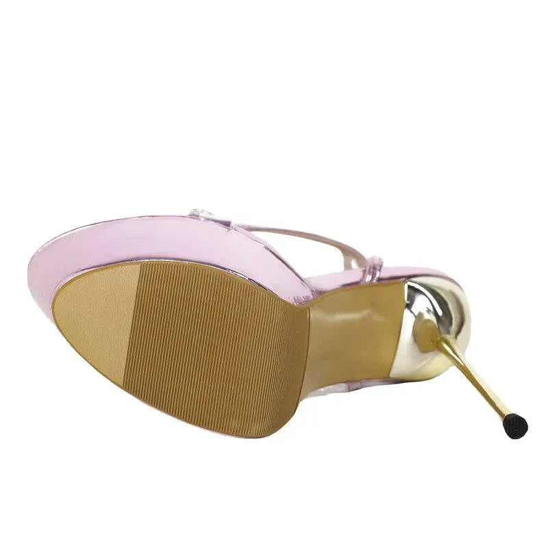 VougeVamp Purple Transparent Platform Sandals - Open Toe High Heel Wedding Shoes for Women