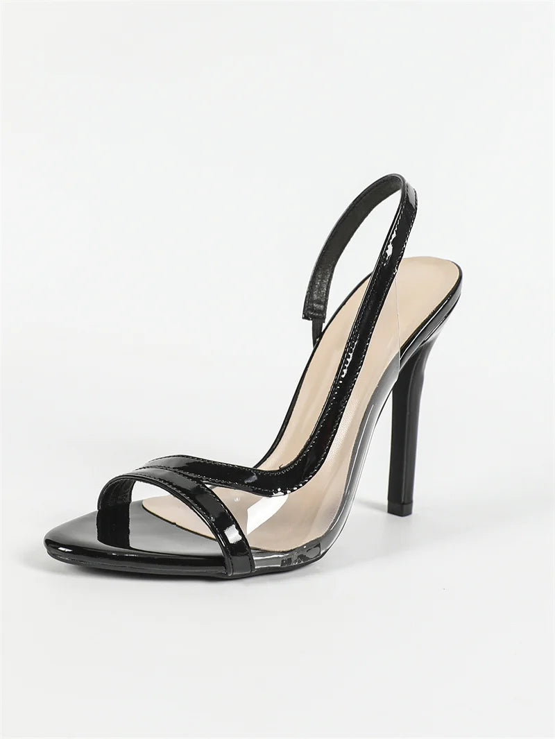 VougeVamp Summer Transparent PVC High Heel Sandals – Open-Toe Back Strap Wedding & Prom Shoes - VougeVampUK