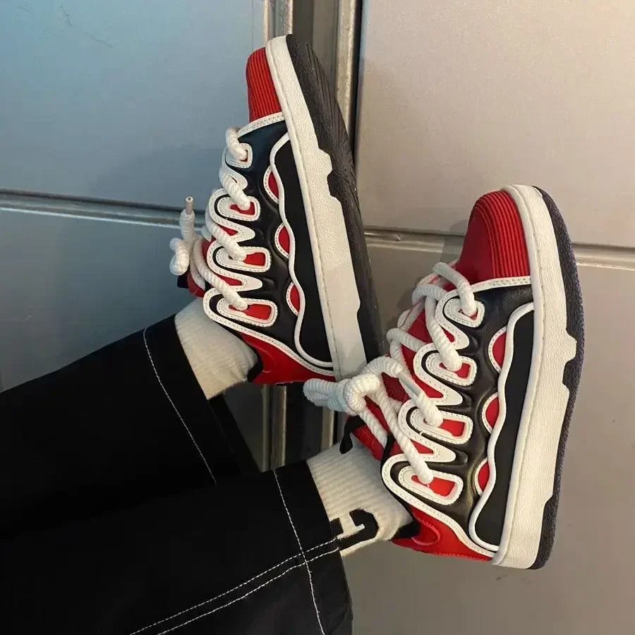 VougeVamp Chunky Retro Sneakers – Plus Size 41 42 Women's Casual Fashion Shoes with Thick Sole - VougeVampUK