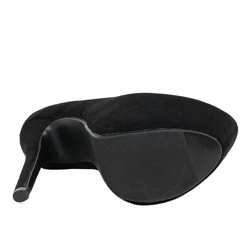 VougeVamp Black Platform Pumps - Round Toe High Heel Party Shoes for Women, Sizes 35-45