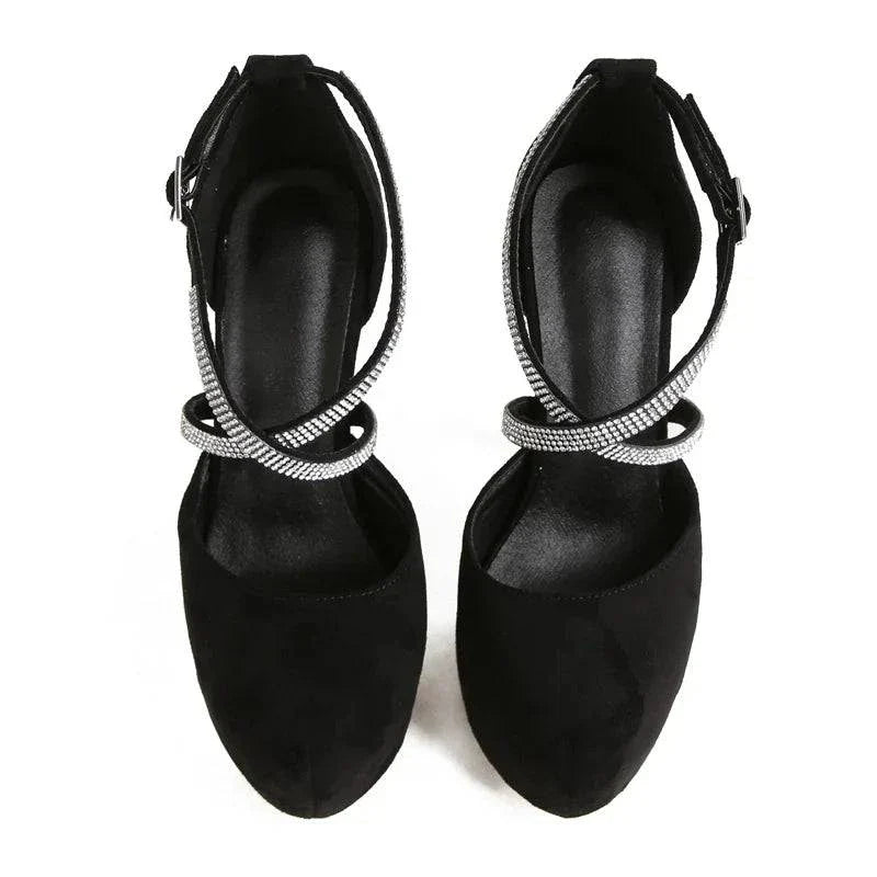 VougeVamp Women’s Rhinestone Ankle Strap Platform Wedges – Sexy Gladiator Sandals for Summer Parties and Events