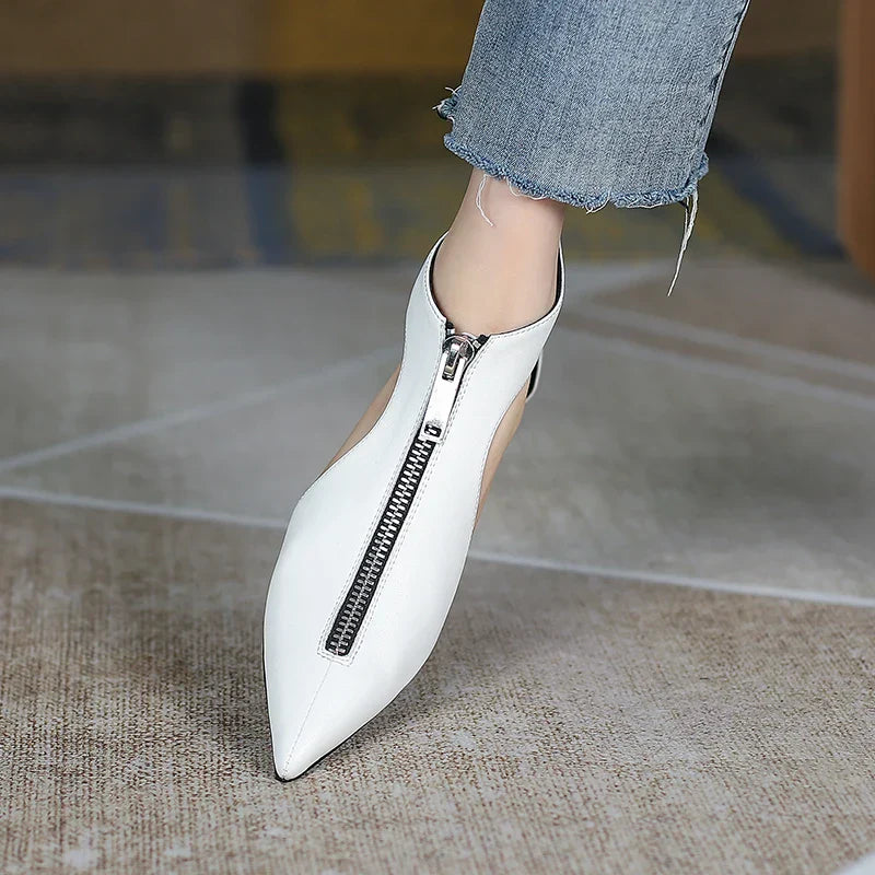 VougeVamp Trendy Leather High Heel Boots – Stylish Zipper Ankle Boots for Spring & Summer Fashion - VougeVampUK