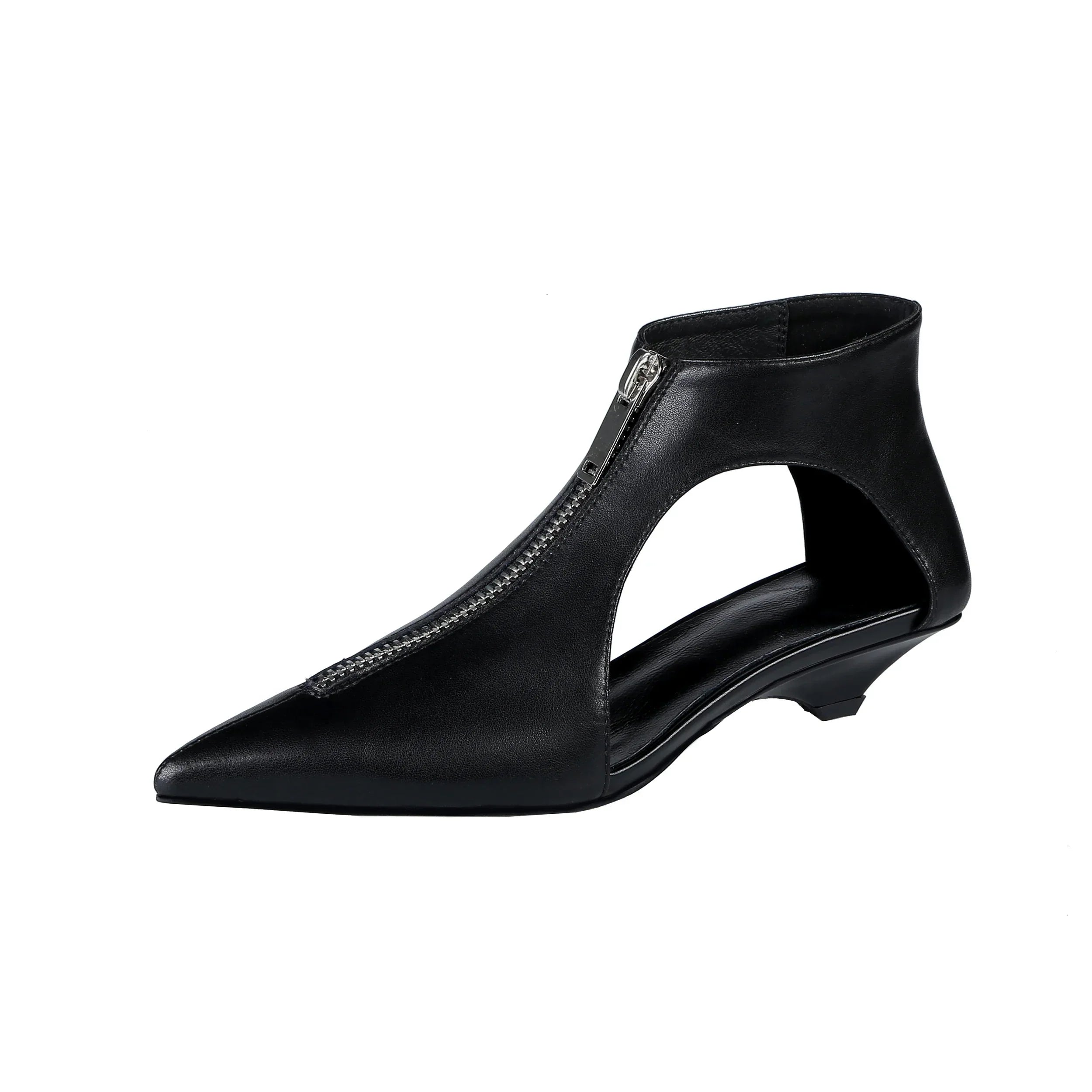 VougeVamp Trendy Leather High Heel Boots – Stylish Zipper Ankle Boots for Spring & Summer Fashion - VougeVampUK