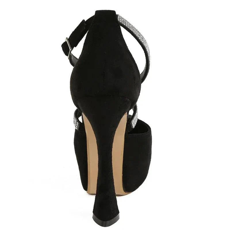 VougeVamp Women’s Rhinestone Ankle Strap Platform Wedges – Sexy Gladiator Sandals for Summer Parties and Events