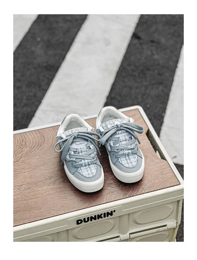 VougeVamp Women's Korean Fashion Canvas Sneakers – Trendy Platform Board Shoes for Casual Wear - VougeVampUK