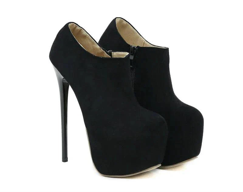 VougeVamp Solid Round Toe Platform Pumps - 16.5CM High Heel Party Shoes for Women