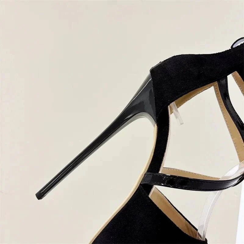 VougeVamp Women’s Metal Rivet Ankle Zip Platform Pumps – Sexy Peep-Toe High Heels for Parties and Pole Dancing