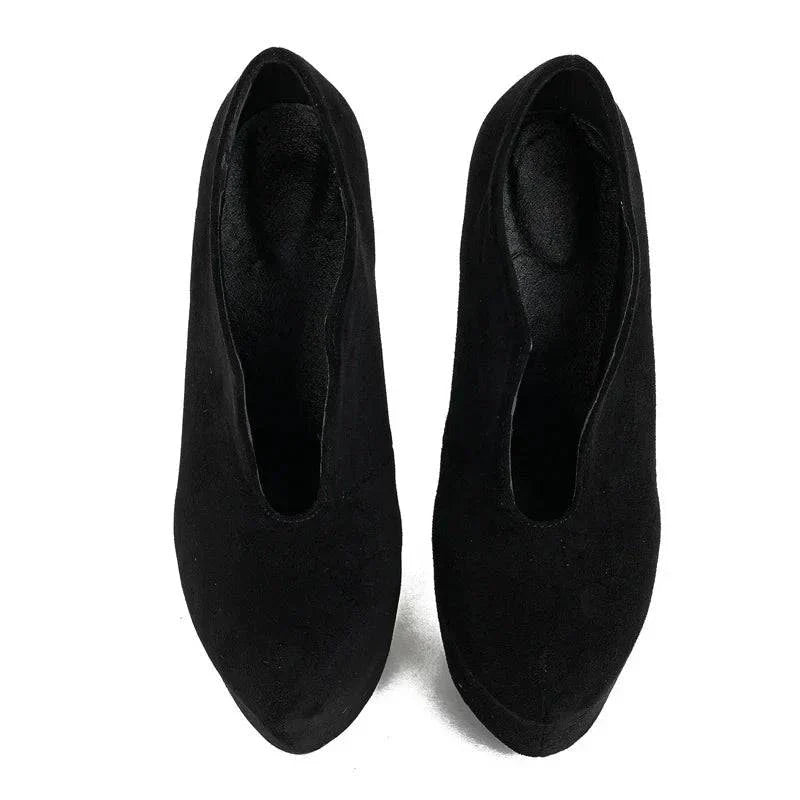 VougeVamp Black Platform Pumps - Round Toe High Heel Party Shoes for Women, Sizes 35-45