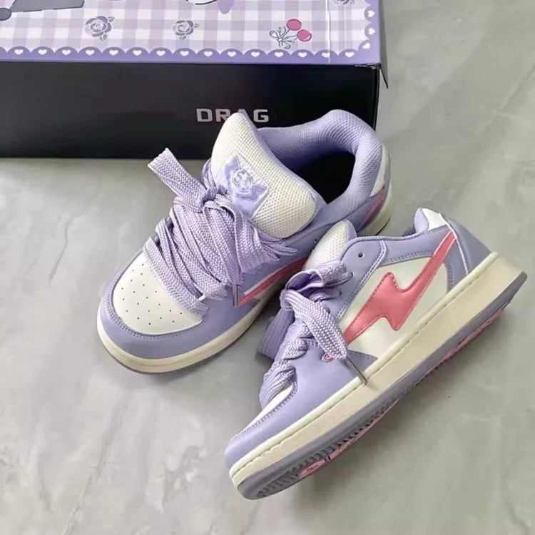 VougeVamp Women's Pink Lightning Sneakers – Trendy Y2K Platform Running Shoes with Thick Heel - VougeVampUK