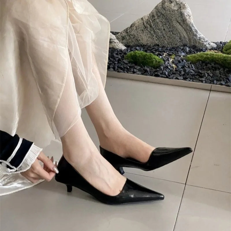 Women's Patent Leather Pointed Toe Heels – Elegant Gold & Silver Pumps for Weddings & Formal Events