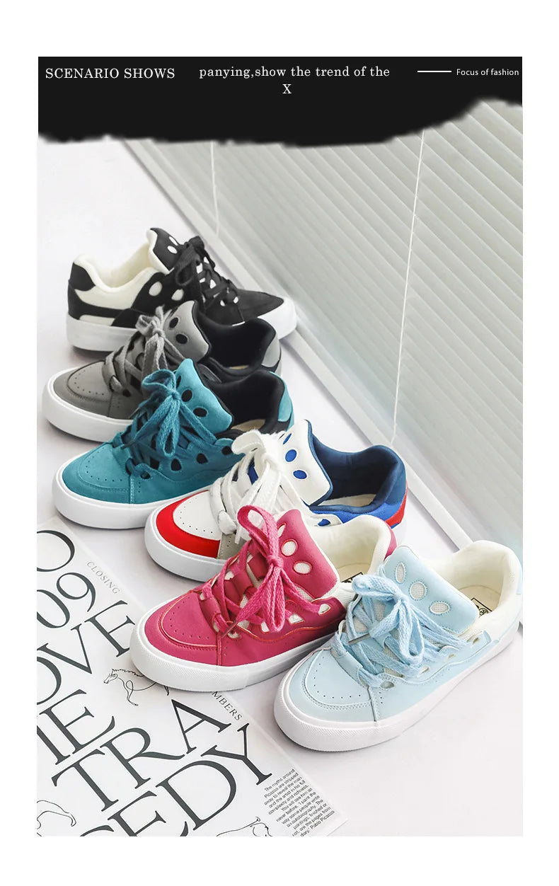 VougeVamp Women's Chunky Platform Sneakers – Trendy Pink Skateboard & Sports Shoes - VougeVampUK