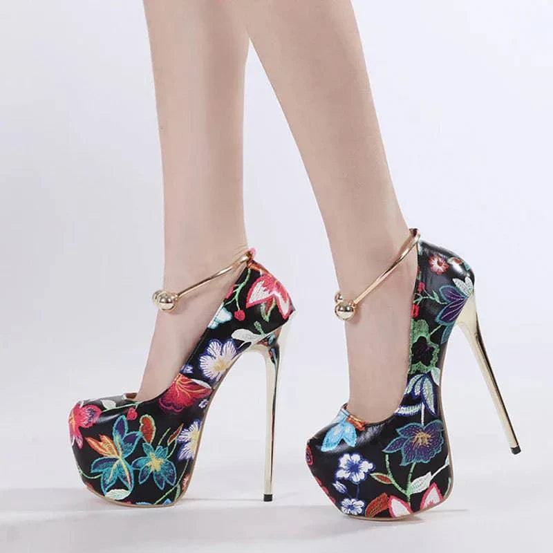 VougeVamp Women’s 16CM Extreme High Heels – Sexy Slingback Platform Pumps with Metal Ankle Strap for Parties and Pole Dancing