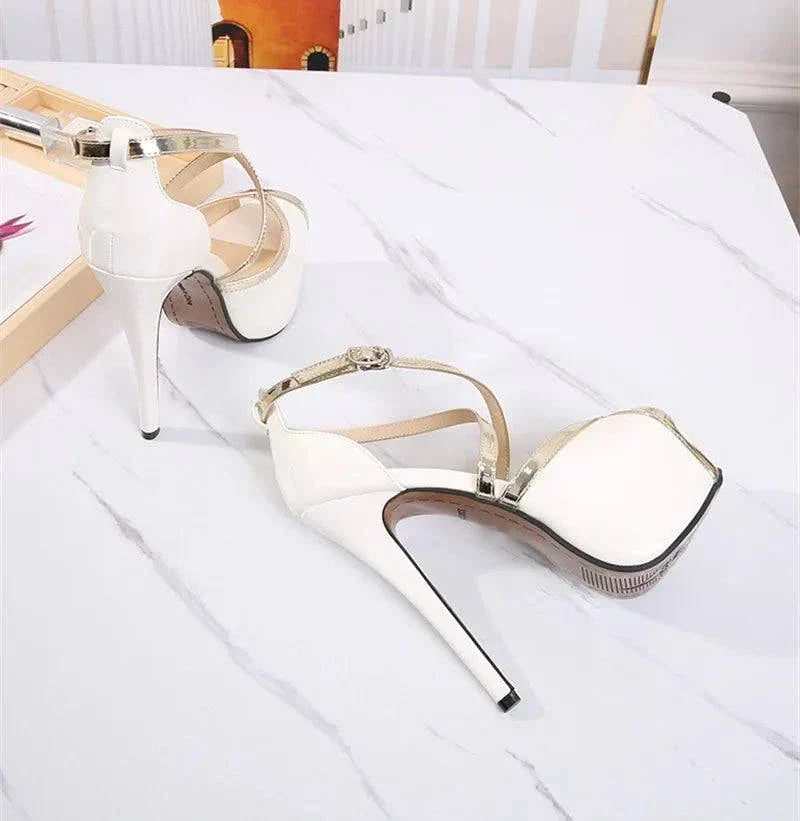 VougeVamp Women’s 14CM Super High Heels – Sexy Hollow Out Peep-Toe Platform Pumps with Buckle Strap