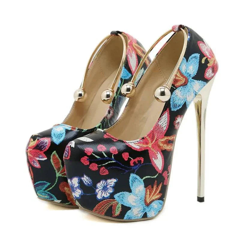 VougeVamp Women’s 16CM Extreme High Heels – Sexy Slingback Platform Pumps with Metal Ankle Strap for Parties and Pole Dancing