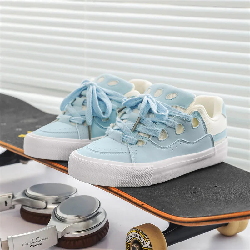 VougeVamp Women's Chunky Platform Sneakers – Trendy Pink Skateboard & Sports Shoes - VougeVampUK