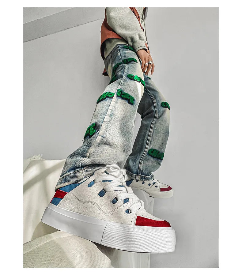 VougeVamp Women's Korean Fashion Canvas Sneakers – Trendy Platform Board Shoes for Casual Wear - VougeVampUK