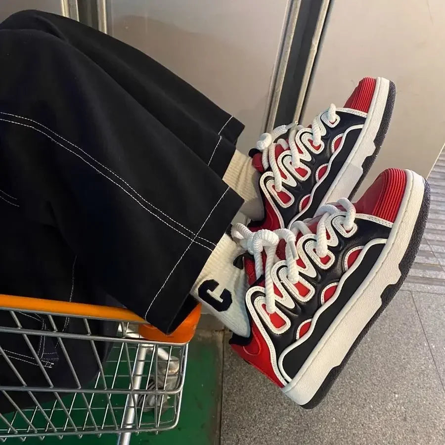 VougeVamp Chunky Retro Sneakers – Plus Size 41 42 Women's Casual Fashion Shoes with Thick Sole - VougeVampUK