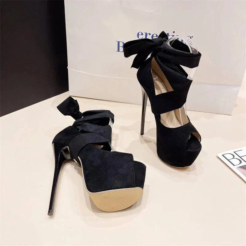 VougeVamp Black Platform Slingback Pumps - Peep Toe High Heel Party Shoes for Women