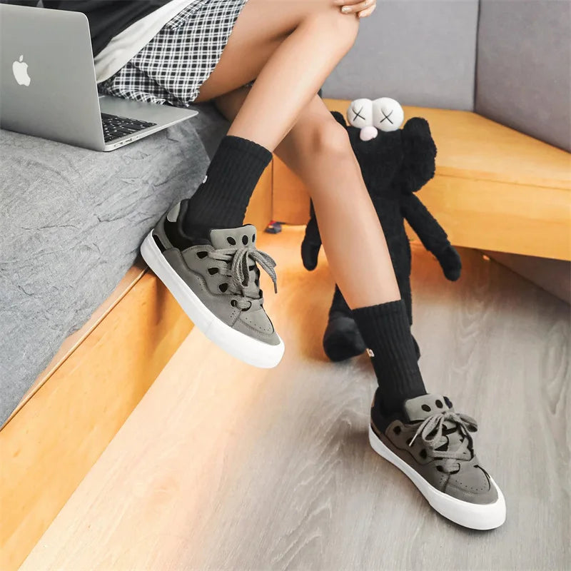 VougeVamp Women's Chunky Platform Sneakers – Trendy Pink Skateboard & Sports Shoes - VougeVampUK